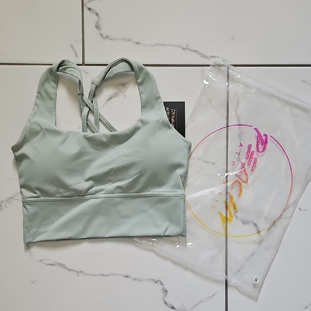 Peachy Athletic Sage Green Strappy Sports Bra Size Small NWT